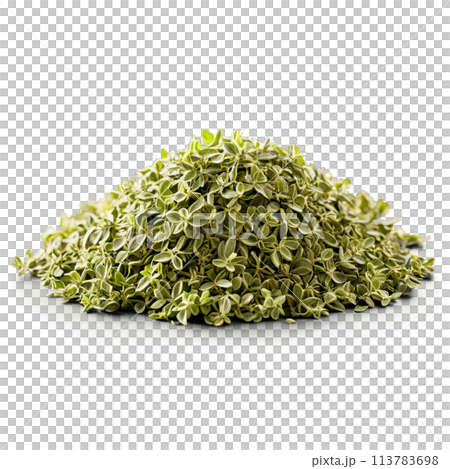 Oregano dried clustered in the center natural light top view food and culinary concept showcasing 113783698