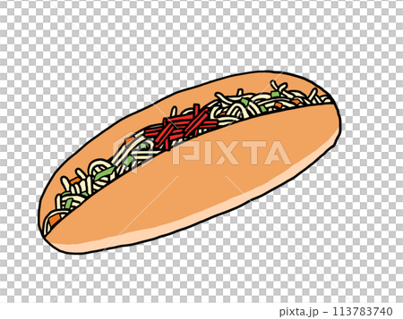 塩焼きそばパンのイラスト 113783740