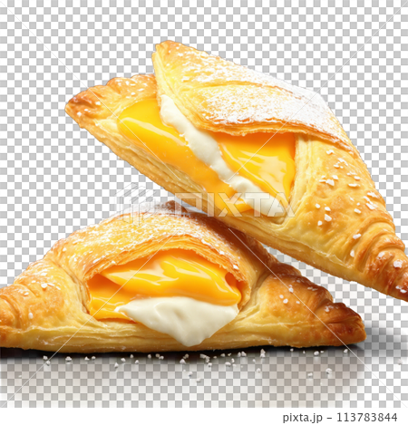 Sochnik golden turnovers with sweet cheese powdered sugar dusting Food and Culinary concept Sochnik golden turnovers with sweet cheese powdered sugar dusting Food and Culinary concept 113783844