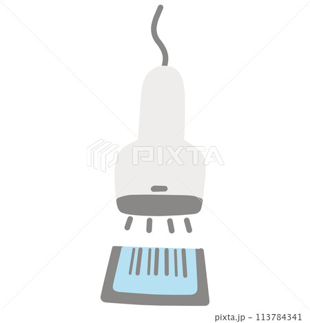 スマホ画面のバーコードを読み取って決済しているイメージのイラスト 113784341