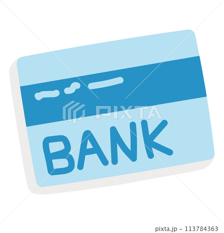 シンプルにデフォルメした銀行の通帳の手描きイラスト シンプルにデフォルメした銀行の通帳の手描きイラスト 113784363