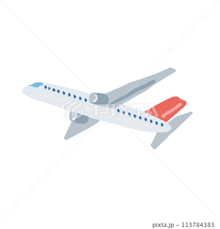 飛行機のシンプルでフラットな手描きイラスト 113784383