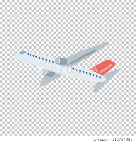 飛行機のシンプルでフラットな手描きイラスト 113784383