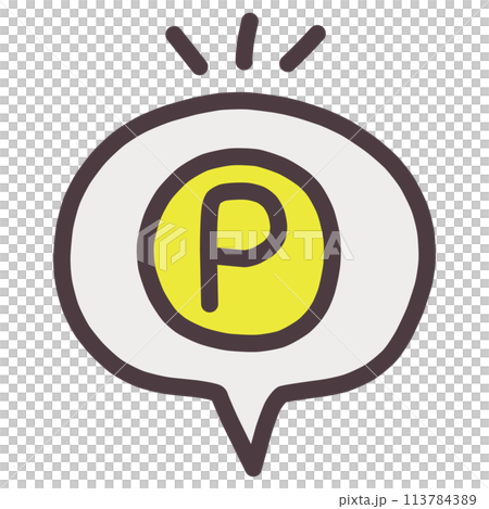 A material containing an illustration of a coin with the letter P written inside a speech bubble 113784389