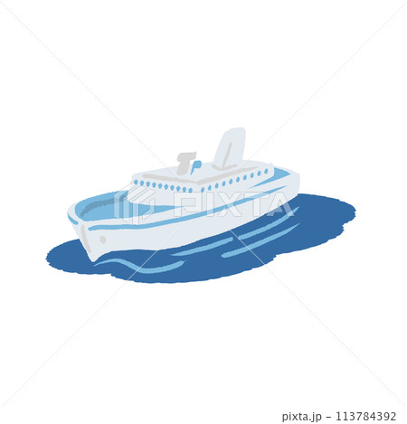 フェリーのシンプルでフラットな手描きイラスト 113784392
