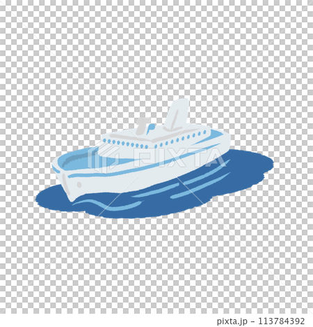 フェリーのシンプルでフラットな手描きイラスト 113784392