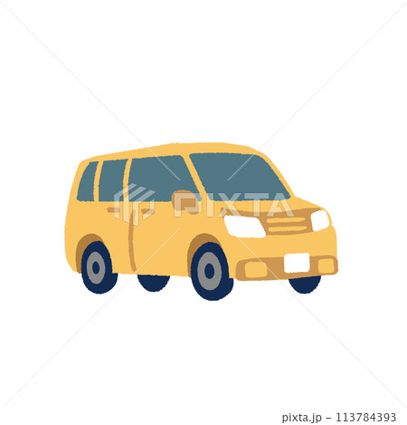 自動車のシンプルでフラットな手描きイラスト 113784393