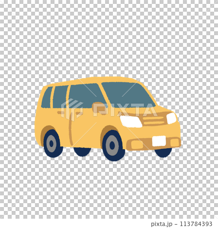 自動車のシンプルでフラットな手描きイラスト 113784393