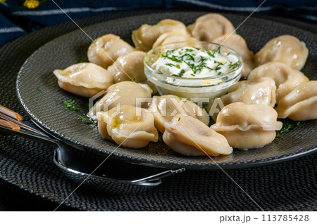 Pelmeni - russian national kitchen. 113785428