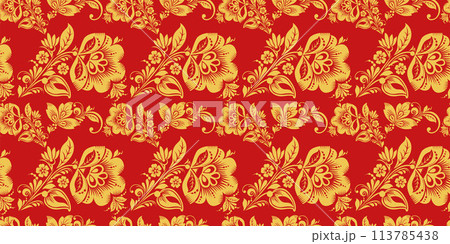 Russian seamless pattern vector with hohloma decor Russian seamless pattern vector with hohloma decor 113785438