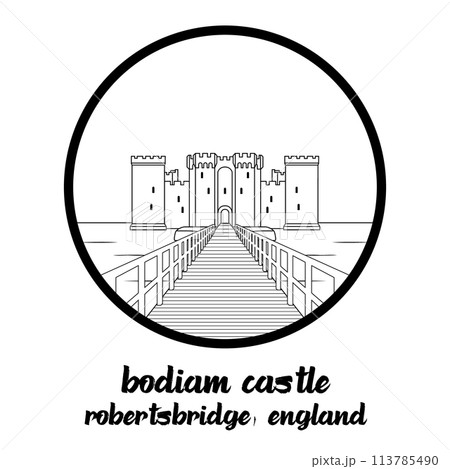 Circle Icon Bodiam Castle. Vector illustration 113785490
