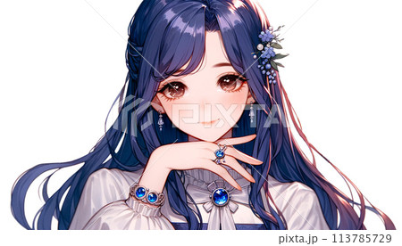 ロングヘアの女性　Webtoon風 113785729