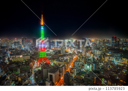 美しい東京の夜景 東京タワー 美しい東京の夜景 東京タワー 113785923