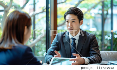 説明をする営業職のビジネスマン 113785938