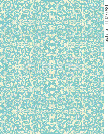 vector vintage turquoise and beige floral seamless pattern 113785981
