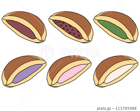 どら焼き6種のイラストセット 113785998