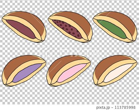 どら焼き6種のイラストセット 113785998