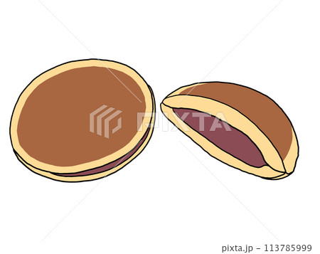 どら焼きのイラスト（こしあん） 113785999