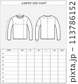 Jumper size chart. Sweatshirt front and back. 113786152