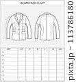 Blazer size chart. Business jacket. 113786180