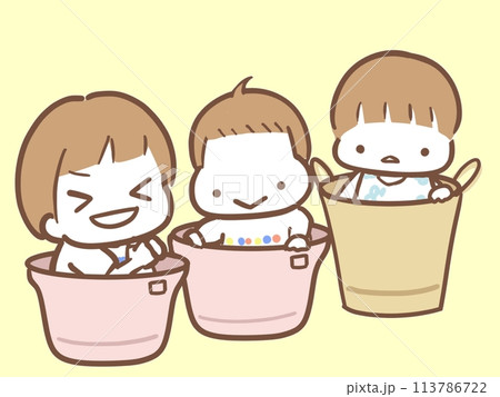 やんちゃ　子ども　洗濯かご 113786722