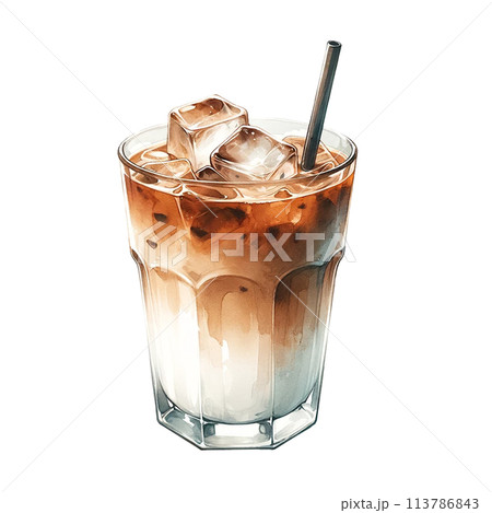 リアルなアイスカフェラテのイラスト 113786843