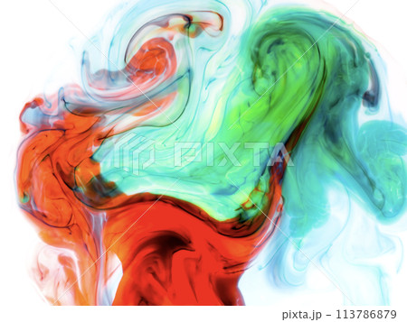 liquid paints in slow blending flow. Beautiful abstraction of liquid paints. 113786879