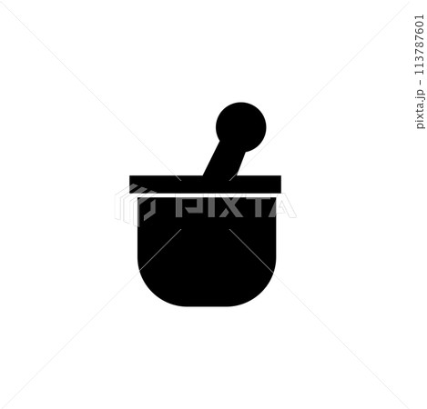 Mortar and Pestle Pharmacy Flat Vector Icon Mortar and Pestle Pharmacy Flat Vector Icon 113787601