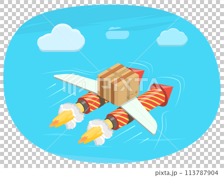Fast deliery flat isometric  concept. 113787904