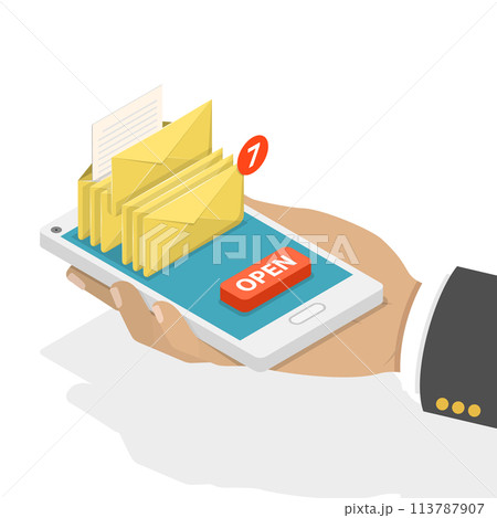 Email notification flat isometric  concept. 113787907