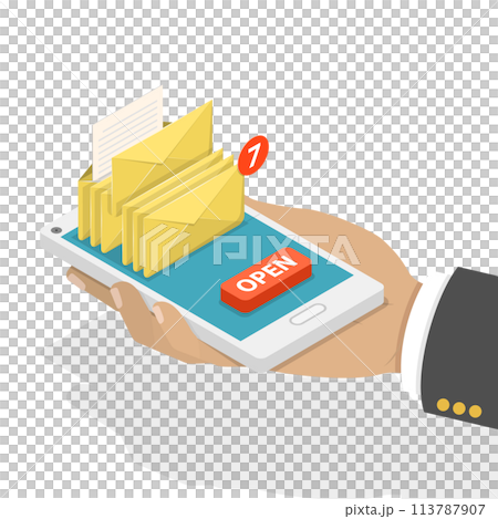 Email notification flat isometric  concept. 113787907