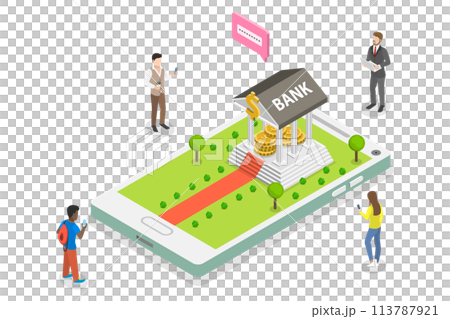 Online banking flat isometric concept. Online banking flat isometric concept. 113787921