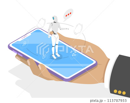 Customer support chatbot flat isometric  concept. 113787933