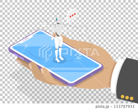 Customer support chatbot flat isometric  concept. 113787933