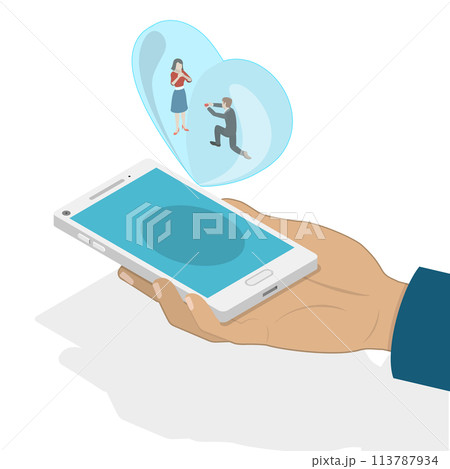 Online dating app isometric flat  concept. 113787934