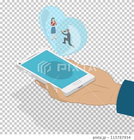 Online dating app isometric flat  concept. 113787934