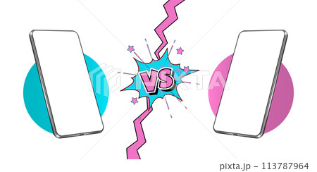 Template for Smartphones Compare in Retro Comic Style. 113787964