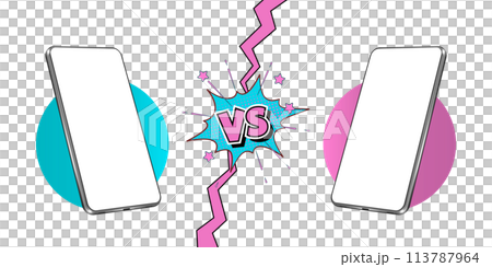 Template for Smartphones Compare in Retro Comic Style. 113787964