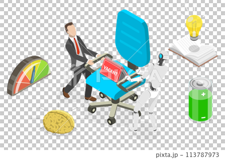 Flat Isometric Concept of competition of Human Versus Robot. Flat Isometric Concept of competition of Human Versus Robot. 113787973