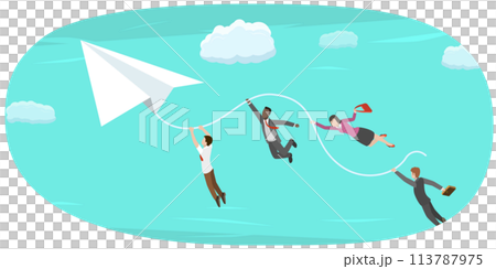 Isometric  Conceptual Illustration of Goal Achievement. 113787975