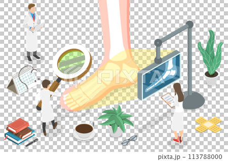 3D Isometric Flat Concept of Podiatrist, Podiatric Physician Doctor. 3D Isometric Flat Concept of Podiatrist, Podiatric Physician Doctor. 113788000