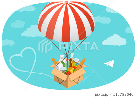 3D Isometric Flat  Conceptual Illustration of Volunteering and Charity. 113788040