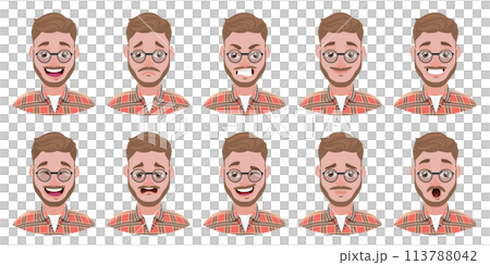Flat  Illustration of Handsome Bearded Man. 113788042