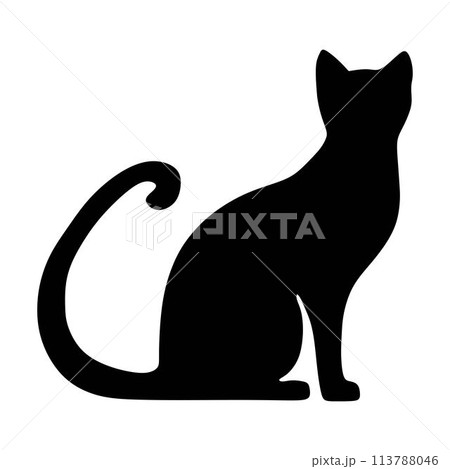 Cat silhouette icon, vector black cat minimal shape kitty clip art in glyph pictogram illustration Cat silhouette icon, vector black cat minimal shape kitty clip art in glyph pictogram illustration 113788046