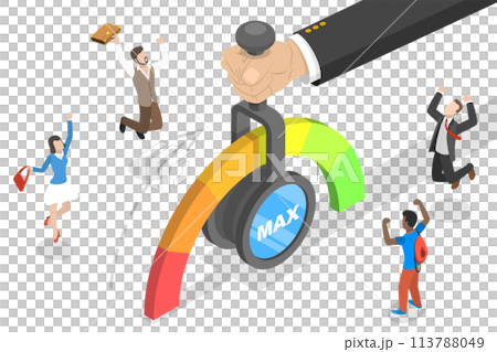3D Isometric Flat Conceptual Illustration of Quality Improvement, QI. 3D Isometric Flat Conceptual Illustration of Quality Improvement, QI. 113788049