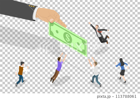 3D Isometric Flat Conceptual Illustration of Chasing Money. 3D Isometric Flat Conceptual Illustration of Chasing Money. 113788061