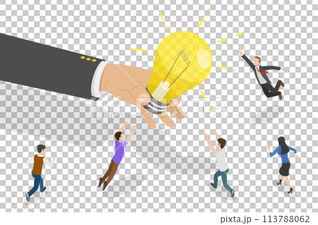 3D Isometric Flat  Conceptual Illustration of Chasing Idea. 113788062