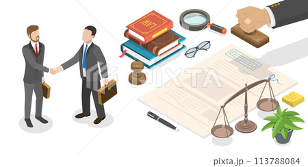 Notary Service, Legal Advice. 3D Isometric Flat  Illustration. 113788084