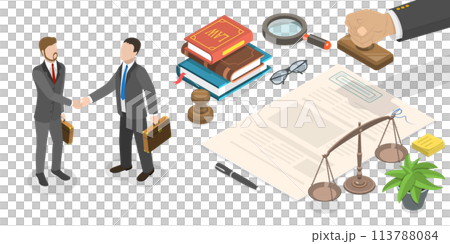 Notary Service, Legal Advice. 3D Isometric Flat  Illustration. 113788084