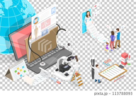 3D Isometric Flat Conceptual Illustration of EHR - Electronic Health Record. 3D Isometric Flat Conceptual Illustration of EHR - Electronic Health Record. 113788093